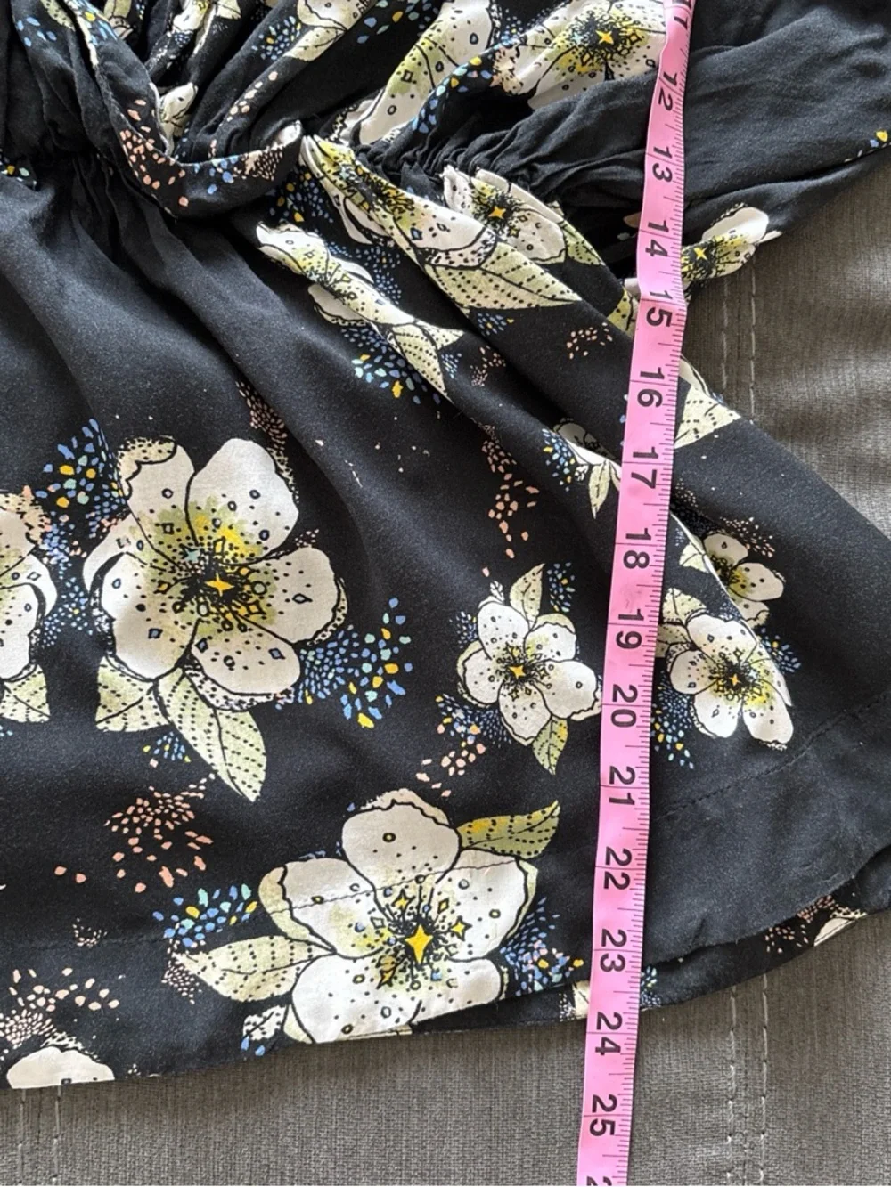 Free People Tuscan Dreams Floral Print Boho oversized Tunic Top Black Blouse XS